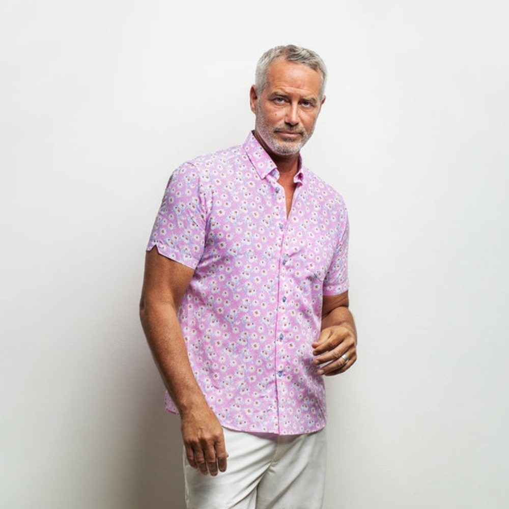 Thomas Dean Collection Men's Pink Floral Sport Shirt Size XL